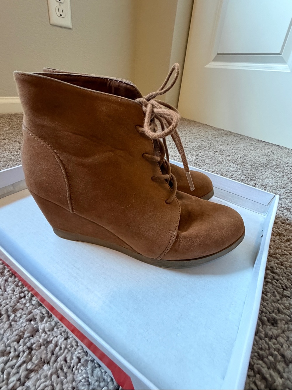 Madden Girl Women's Lace-Up Wedge Ankle Boots in Brown